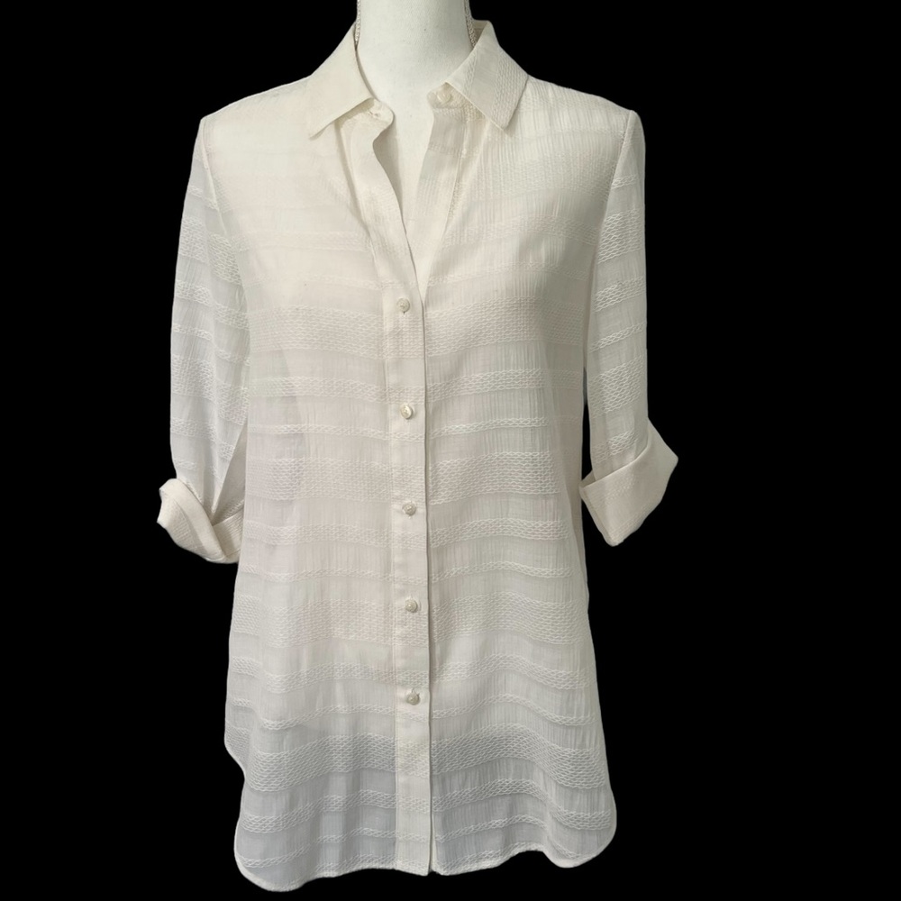 Paper White Long Line Blouse - Sz 4